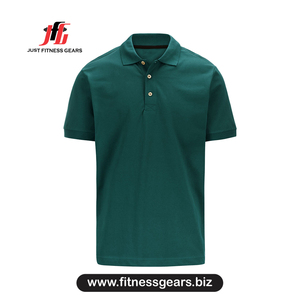 Polo à manches courtes vert pour homme, couleur unie, coupe décontractée, tissu Oxford respirant, longueur normale - Product Image 1