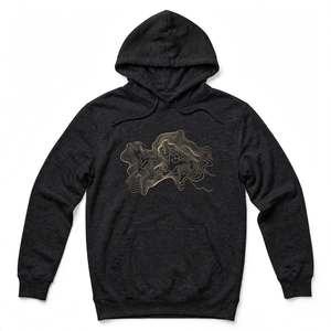 Sudadera con capucha de algodón grueso, diseño gráfico topográfico personalizado, estilo urbano, informal, para hombre. - Product Image 1