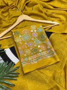 Sari de luxe à motif floral, en tissu Sierra, avec perles, pièce de blouse complète, élégant, pour soirée indienne, design floral. - Product Image 6