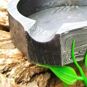 Cendrier décoratif en acier Damas, cendrier à cigarettes en métal lourd avec finition unique pour la maison et le bureau - Product Image 6