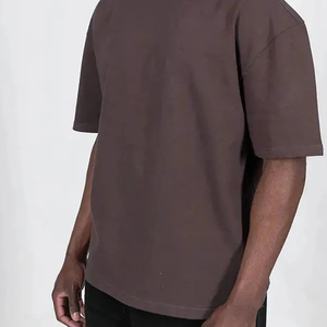 Camiseta de Alta Calidad para Hombre, 100% Algodón, Talla Grande, Estilo Urbano, Color Sólido, Hombros Caídos - Product Image 1