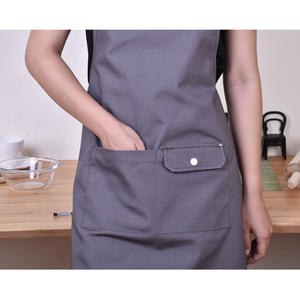 ผ้ากันเปื้อนผ้าแคนวาสสีเทาอ่อนแบบยูนิเซ็กซ์ ทนทาน มีกระเป๋าอเนกประสงค์ เหมาะสำหรับเชฟ พนักงานเสิร์ฟ ศิลปิน ซักได้ สายคล้องคอปรับได้ - Product Image 4