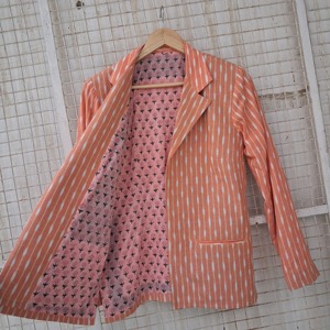 Abrigo Grueso de Algodón Ikat con Manga Larga, Cuello en V, Rayas, Informal para Mujer, Frente Abierto, Transpirable, para Invierno y Otoño - Product Image 4