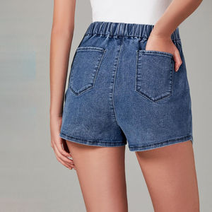 Falda de doble capa con efecto de pantalón vaquero para mujer, azul marino, estilo envolvente, última moda urbana, pantalones cortos de mezclilla - Product Image 3