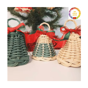 Handmade Vintage Rattan Bell Christmas <b>Tree</b> <b>Ornament</b> Eco Friendly Durable Rustic Natural Holiday Home Decoration - Product Image 3