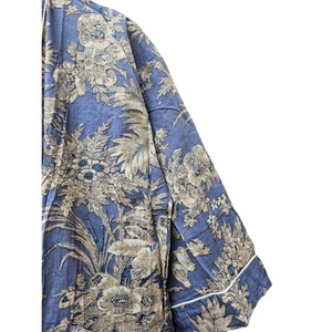 Indian Cotton Grey Floral Print Long <b>Kimono</b> Robe <b>Women</b> Wear Summer Wear Chic Style Relaxed Fit - Product Image 4