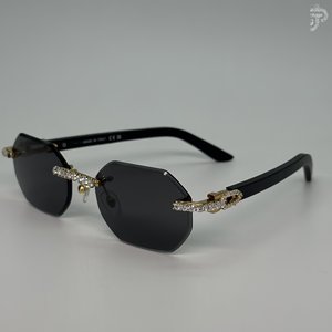 Lunettes de soleil rectangulaires de luxe pour femme, style Hip Hop, entièrement serties de diamants Moissanite à taille ronde - Product Image 3