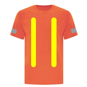 Camiseta de Seguridad Reflectante Naranja para Hombre, Manga Corta, Cuello Alto, Transpirable, Informal, de Verano, 100% Poliéster Tejido - Product Image 5