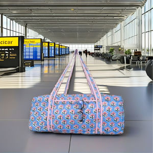 Bolso de lona casual de lujo, acolchado a máquina, con estampado bohemio de verano, de algodón estampado a mano, para gimnasio, compras, fin de semana y deporte, a la moda - Product Image 2