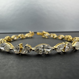สร้อยข้อมือเพชรทรงหยดน้ำและทรงมาร์คีส์ 11.57 กะรัต ทองคำขาว 18K เพชรเลี้ยงในห้องปฏิบัติการ สำหรับผู้หญิง เครื่องประดับชั้นดี - Product Image 5