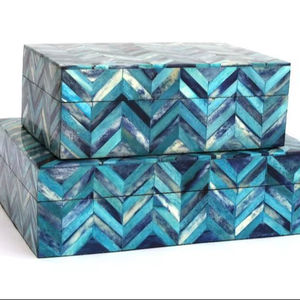 Boîtes en os incrustées écologiques et durables, design moderne, forme rectangulaire, pour installation sur table de salon - Product Image 1