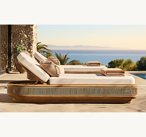 Tumbona Moderna de Madera de Teca Premium para Exteriores, Respaldo Ajustable con Cuerda Tejida, Estilo Contemporáneo, Tumbona para Piscina - Product Image 5