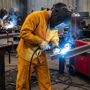 Veste de soudage en cuir de vachette pour la sécurité industrielle, vêtement de travail long avec résistance aux flammes pour tablier de soudage - Product Image 4