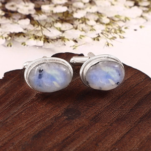 Boutons de manchette en pierre de lune arc-en-ciel naturelle, bijoux de luxe en laiton pour homme, pour mariage, fête d'anniversaire, cadeau pour le marié, bijoux personnalisés - Product Image 3