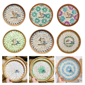 BANDEJA DECORATIVA DE RATÁN DE MADRE DE PERLA y bandeja de ratán blanco ILE MAURICE-Entrega rápida de alta calidad Condiciones de pago flexibles - Product Image 2