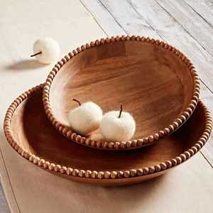 Assiette de service en bois de manguier artisanale, écologique, sans BPA, avec support, finition polie, design classique pour les occasions de mariage - Product Image 1