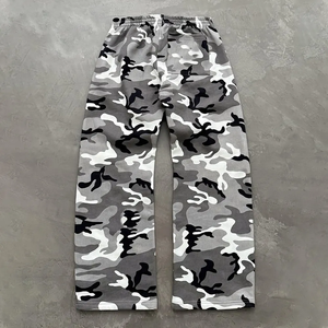 Grey <b>Camouflage</b> Hooded <b>Tracksuit</b> Set Cropped Hoodie Sweatpants Elastic Waist Long Pants Casual 2 Piece Set - Product Image 4