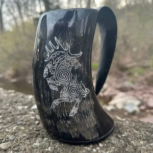 AUREVIA CRAFTS - Taza de Cuerno Vikinga, Hecha a Mano con Cuerno de Búfalo, Forma Natural Pulida, Ecológica, Apta para Lavavajillas, para Cerveza - Product Image 5