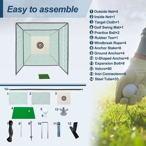 Rete da Golf 10x10x10FT con Gabbia e Telaio in Metallo per Allenamento Indoor e Outdoor - Kit per l'Allenamento del Golf - Product Image 4
