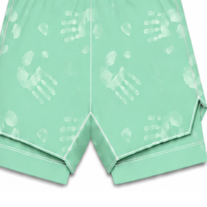 Short de bain vert menthe et blanc léger, séchage rapide, respirant, avec cordon de serrage à la taille, pour l'entraînement, la performance, la natation et le sport - Product Image 5