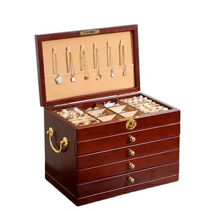 Caja Organizadora de Joyas de Madera de Lujo con Cajones y Cerradura, Caja de Almacenamiento Hecha a Mano de Primera Calidad con Ganchos para Collares y Compartimentos para Anillos - Product Image 1