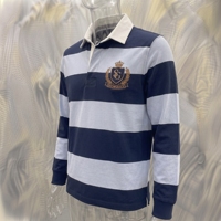 Chemise de rugby rayée à manches courtes pour garçons Snowgrace, col en V, logo brodé, coupe décontractée, respirante, en polyester, pour l'été et le printemps