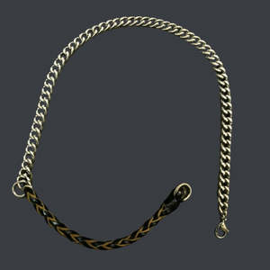 Pure <b>Titanium</b> Steel Gold Plated <b>Chain</b> with Black and Light Brown Beaded Rope Necklace for Men and Boys-17 Inch - Product Image 2