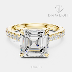 แหวนเพชรทรง Asscher น้ำหนัก 3.78 กะรัต ดีไซน์หรูหรา ผลิตในห้องปฏิบัติการ ตัวเรือนทองคำขาว 14K พร้อมใบรับรอง IGI สี F+ ความสะอาด VS+ เหมาะสำหรับเป็นของขวัญสำหรับผู้หญิง - Product Image 5
