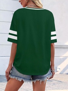 Women V Neck Mesh T-Shirt Short Sleeve Leopard Print Number 01 Breathable Loose Fit Sporty Style Spring Summer Wear - Product Image 6
