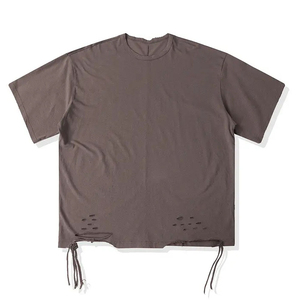 Camiseta Ligera de Lona 100% Algodón con Lavado Ácido para Hombre, de Lujo, Estilo Vintage Desgastado, Oversize, de Secado Rápido y Transpirable, Manga Corta - Product Image 1
