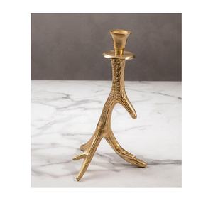 Portavelas cónico de asta dorada, Base de aluminio, centro de mesa elegante con acento de vidrio, mesa de comedor para sala de estar, mesa de café festiva - Product Image 1