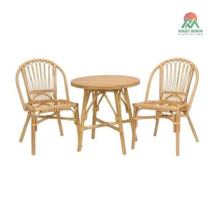 Juego de Mesa y Sillas de Ratán Nhat Minh, Respaldo Redondo con Estilo Tropical, Duradero para Uso en Exteriores, para Adultos - Product Image 1