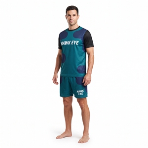 Conjunto de camiseta y pantalón corto de entrenamiento de fútbol personalizado para hombre, cuello redondo, para adultos, 100% poliéster, ropa deportiva con diseño sublimado - Product Image 4