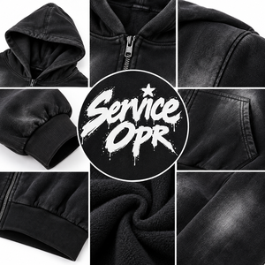 Fabricant de sweats à capuche zippés surdimensionnés en molleton épais, style streetwear, avec impression graphique, effet vintage délavé, personnalisables - Product Image 5