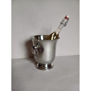 Vase à champagne design moderne avec poignée en anneau, nickelé, en acier inoxydable de haute qualité, seau à glace pour bars - Product Image 3