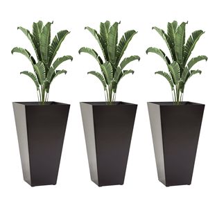 28 piedi di plastica marrone alta vasi da fiori fioriere Set 3 Anti-crepa superficie quadrata di forma opaca resistente allo sbiadimento per interni esterni per - Product Image 5