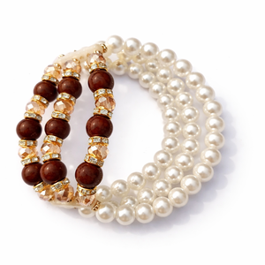 Ensemble collier et bracelet en perles de verre et perles d'agate faites à la main, style sportif et coloré, pour femme, cadeau d'été, bijoux en gros - Product Image 1