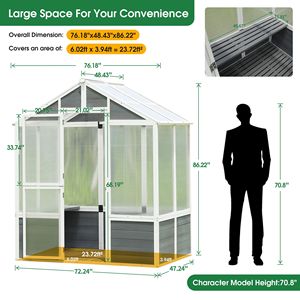 76 ''x 48'' x 86 '''walk-in pianta da esterno giardinaggio serra in legno policarbonato porta d'ingresso anteriore per Patio cortile - Product Image 2