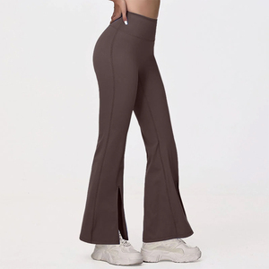 Top Quality High Waisted Full Length <b>Flare</b> Yoga Pants Solid Color Stacked Leg Workout Gym <b>Leggings</b> For Women's - Product Image 3