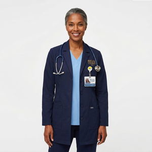 Bata de Laboratorio para Médico/Enfermero, Manga Larga, Color Sólido, para Hombre, Ecológica, de Algodón y Poliéster, Cierre Frontal, Uniforme de Hospital con Logotipo Personalizado - Product Image 6