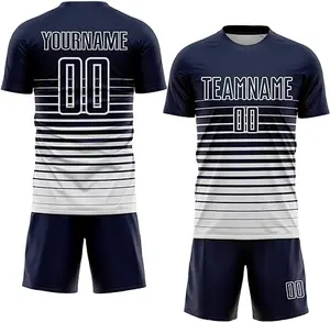 Uniformes de Fútbol Personalizados al por Mayor, 100% Poliéster, de Secado Rápido, Cómodos, para Hombre, Opción de Diseño en Blanco - Product Image 1