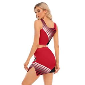 Conjunto de Bikini de Talla Grande para Mujer, Secado Rápido, Alta Elasticidad, Rayas, Dos Piezas, Cuello Redondo, Traje de Baño, Talla XL, Personalizado OEM - Product Image 2