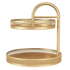 Lujoso soporte de pastel de alta demanda de dos niveles, barra de forma redonda comercial, herramientas de pastel de lujo a granel elegantes, tendencia superior - Product Image 1