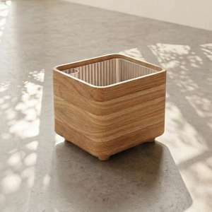 Jardinière en bois de teck rustique, design carré, pour plantes d'intérieur, utilisation sur bureau, fabrication artisanale, capacité 20L, finition naturelle - Product Image 2
