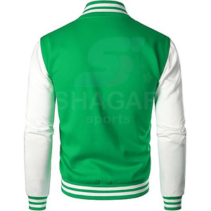 Veste de sport verte pour homme SHAGAF avec manches blanches et logo imprimé, vêtement décontracté pour l'automne - Product Image 5