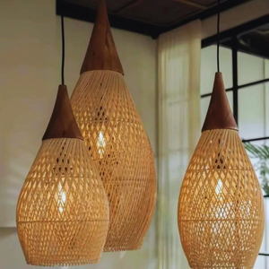 Minimalist Rattan Pendant Light 25cm Handmade Woven Bamboo Lampshade Natural Boho <b>Ceiling</b> Lamp Kitchen Dining Room - Product Image 4