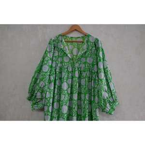 Vestido de Verano Boho para Mujer, de Algodón, con Estampado a Mano, Ligero, Transpirable, Lavable, Cintura Natural - Product Image 4