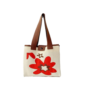 Style coréen 4 grandes fleurs fausse fourrure tricoté sac à main fabriqué en Thaïlande prêt à expédier - Product Image 1