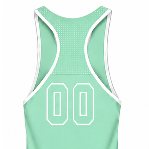 Débardeur de natation vert menthe et blanc, sans manches, dos nageur, léger, séchage rapide, respirant, pour l'entraînement et la performance athlétique - Product Image 4