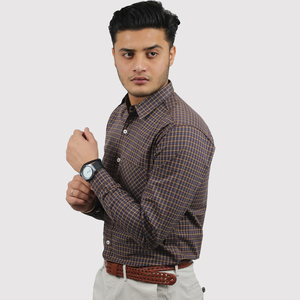 Chemise décontractée à manches longues à carreaux pour homme, 100 % coton, col classique, infroissable, idéale pour l'automne - Product Image 3